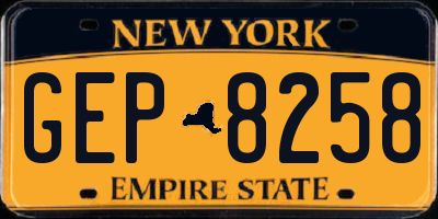 NY license plate GEP8258