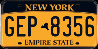 NY license plate GEP8356