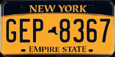 NY license plate GEP8367