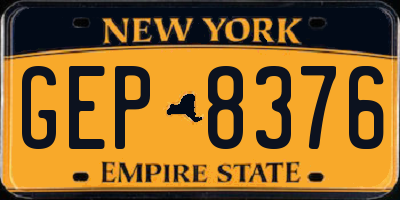 NY license plate GEP8376