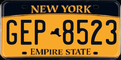 NY license plate GEP8523