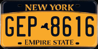 NY license plate GEP8616