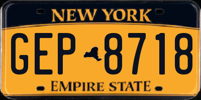 NY license plate GEP8718