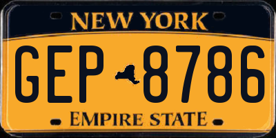 NY license plate GEP8786
