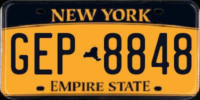 NY license plate GEP8848