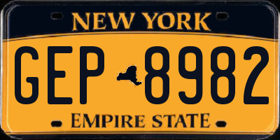 NY license plate GEP8982