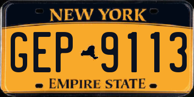 NY license plate GEP9113