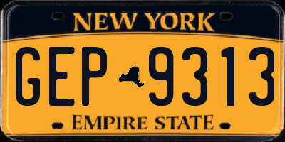 NY license plate GEP9313