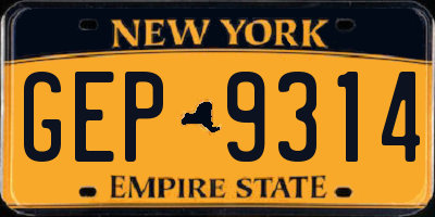 NY license plate GEP9314