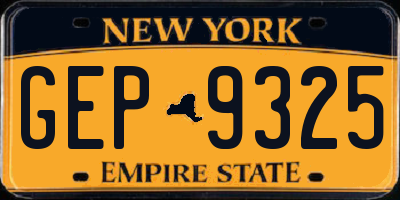 NY license plate GEP9325