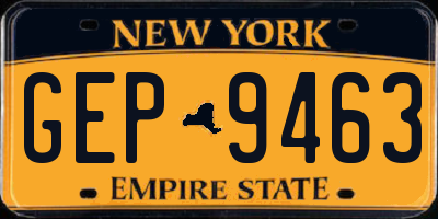 NY license plate GEP9463