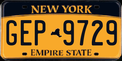 NY license plate GEP9729