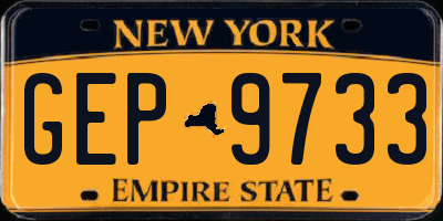 NY license plate GEP9733