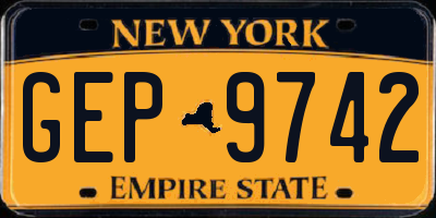 NY license plate GEP9742