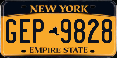 NY license plate GEP9828