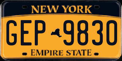 NY license plate GEP9830