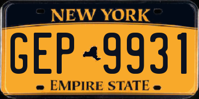NY license plate GEP9931