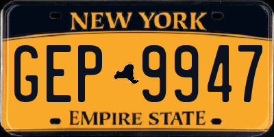 NY license plate GEP9947