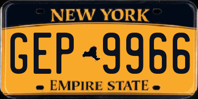 NY license plate GEP9966