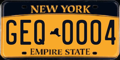 NY license plate GEQ0004