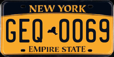 NY license plate GEQ0069