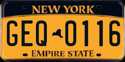 NY license plate GEQ0116