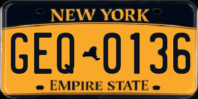NY license plate GEQ0136