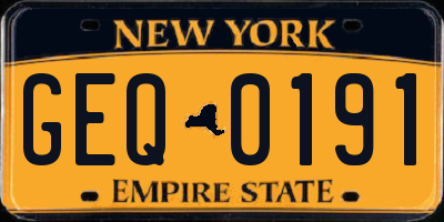 NY license plate GEQ0191