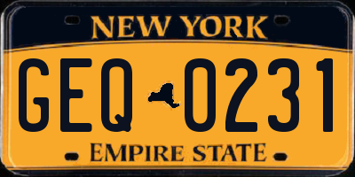 NY license plate GEQ0231