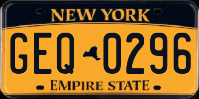 NY license plate GEQ0296