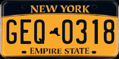 NY license plate GEQ0318
