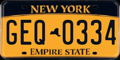 NY license plate GEQ0334