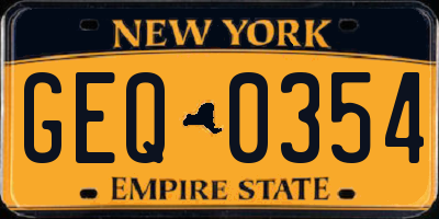 NY license plate GEQ0354