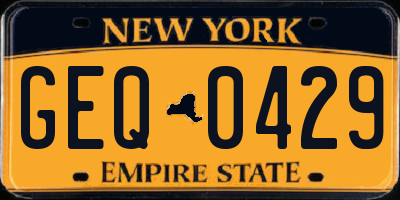 NY license plate GEQ0429
