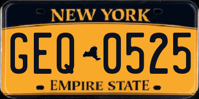 NY license plate GEQ0525