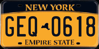 NY license plate GEQ0618