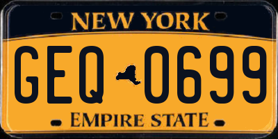 NY license plate GEQ0699