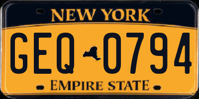 NY license plate GEQ0794