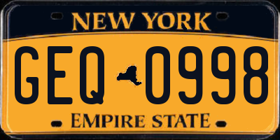 NY license plate GEQ0998