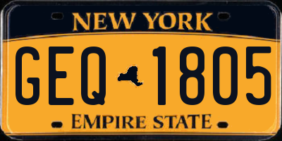 NY license plate GEQ1805