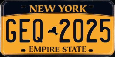 NY license plate GEQ2025