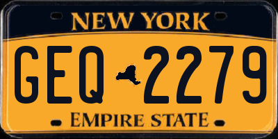 NY license plate GEQ2279