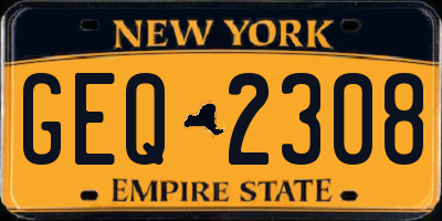 NY license plate GEQ2308