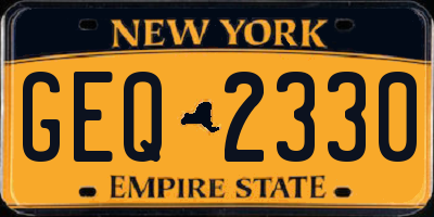 NY license plate GEQ2330