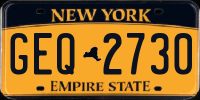 NY license plate GEQ2730