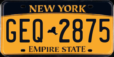 NY license plate GEQ2875