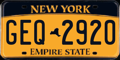 NY license plate GEQ2920