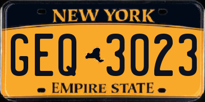 NY license plate GEQ3023
