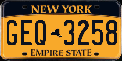 NY license plate GEQ3258