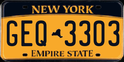 NY license plate GEQ3303
